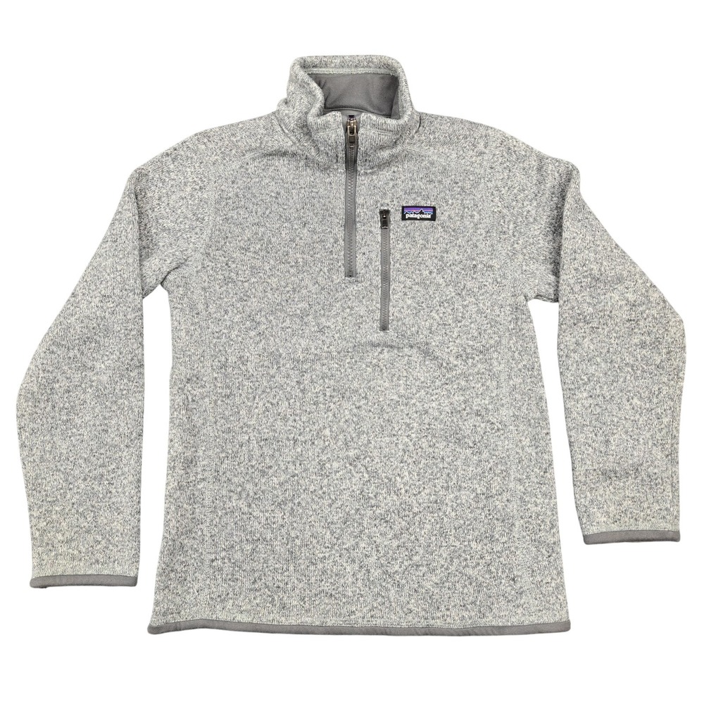 Patagonia Sweater Girls Large Gray Better Sweater 1/4 Zip Fleece Pullover Warm